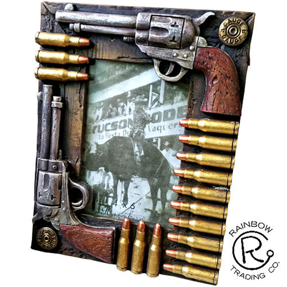 Double Gun and Bullet Photo Frame