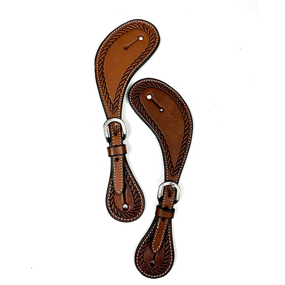 Ezy Ride Spur Strap Shaped with Rope Border Stamping
