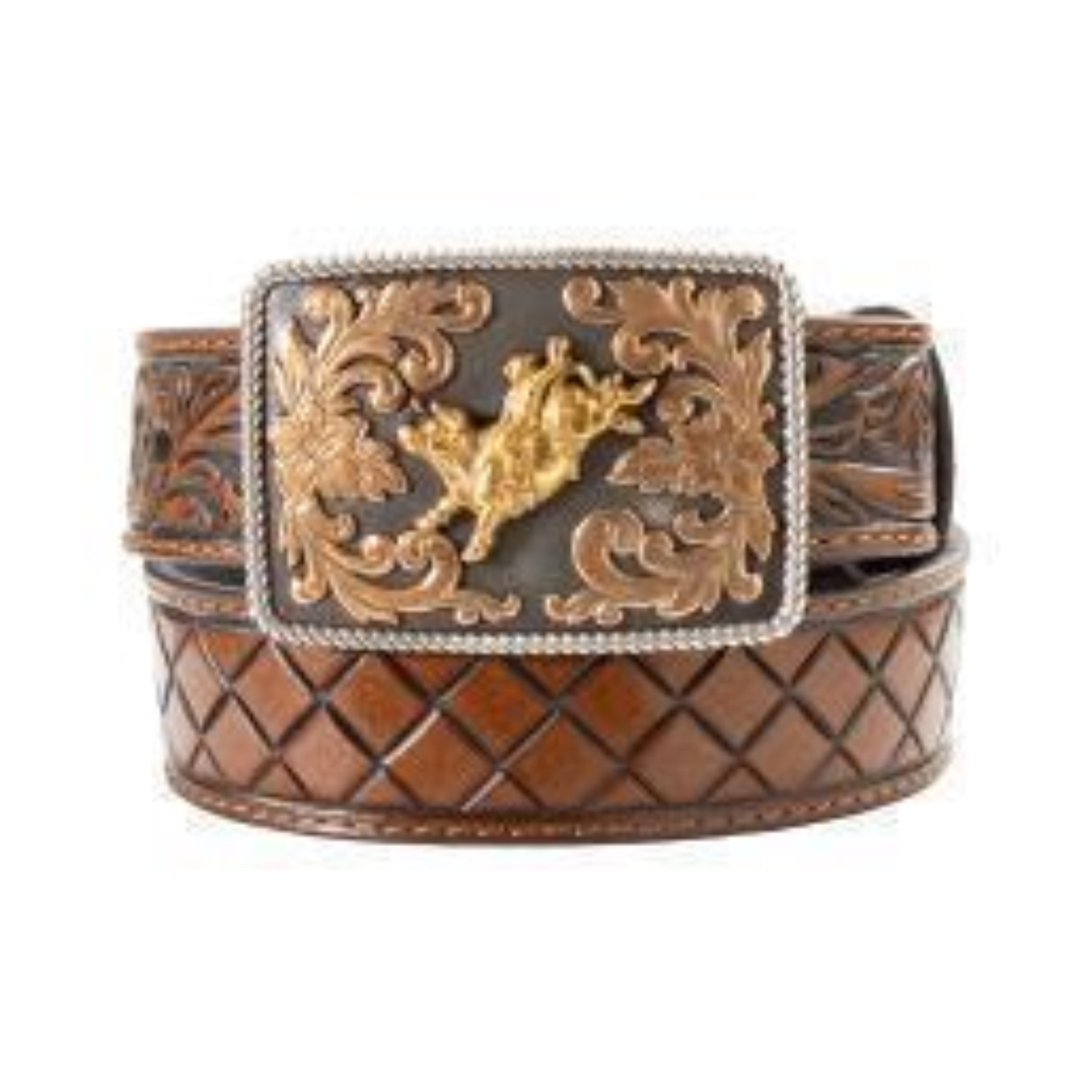 3D Boys Belt 1 1/4in Floral Tabs Bull Rider Buckle