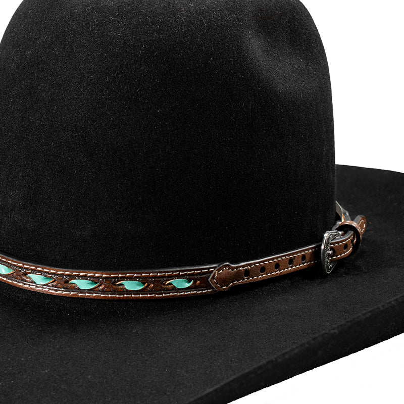 Centre Turquoise Buckstitch Lacing Hat Band