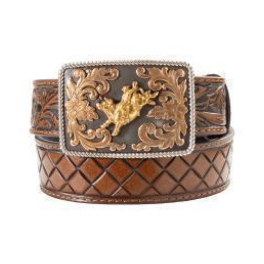 3D Boys Belt 1 1/4in Floral Tabs Bull Rider Buckle
