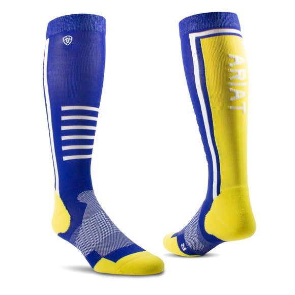 Ariat Uni Ariattek Slimline Performance Socks Surf The Web Primrose Yellow