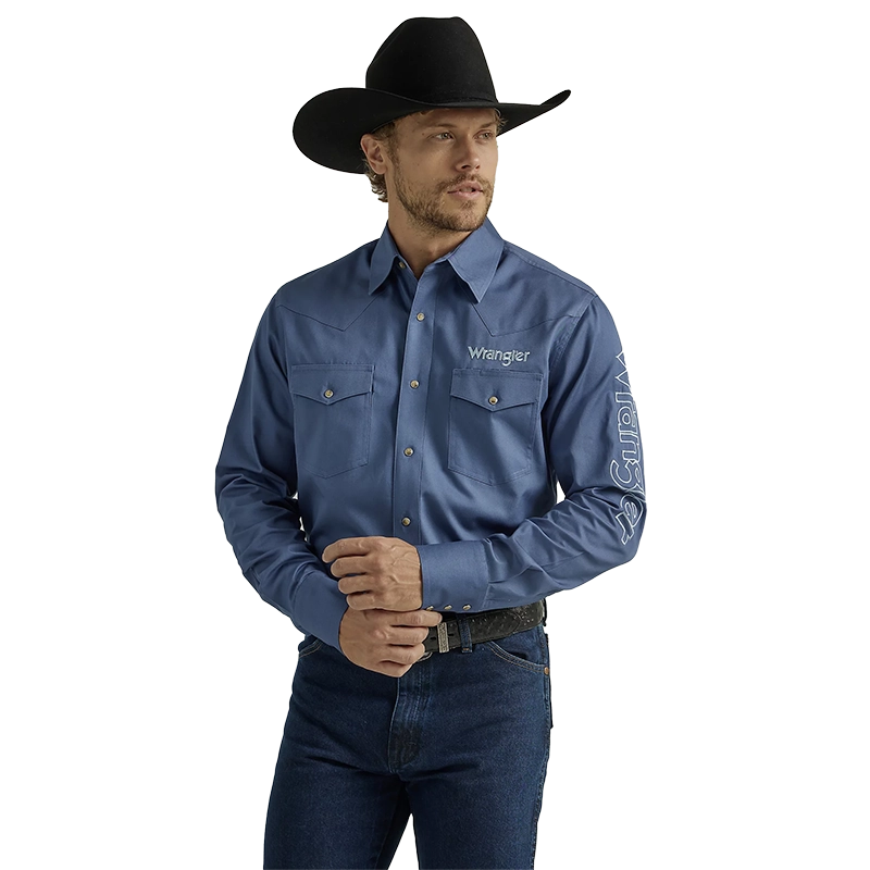 Wrangler logo sales long sleeve shirts