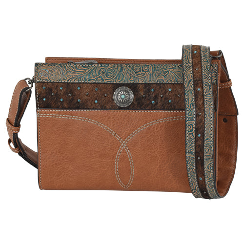 Justin Ladies Crossbody Embossed w Hair On
