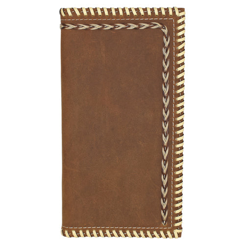 Justin Mens Rodeo Wallet Genuine Leather w Whipstitch and Horsehair