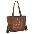 Justin Tote Brown Burnished w Multicolored Inlay