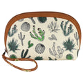 Catchfly Essentials Dome Cosmetic Bag Watercolor Cactuses