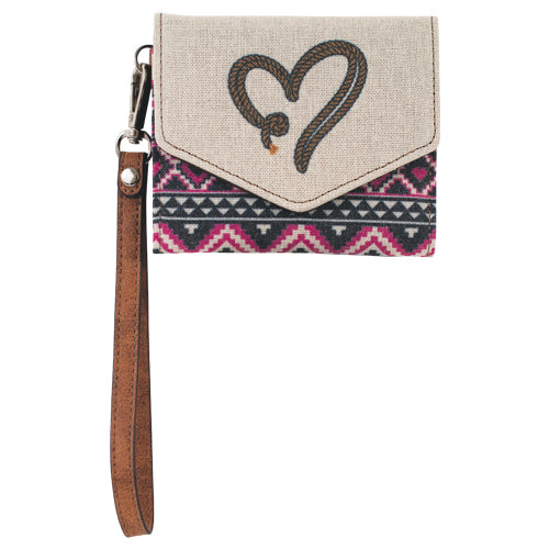Justin Ladies Mini Wallet Canvas w Rope Heart