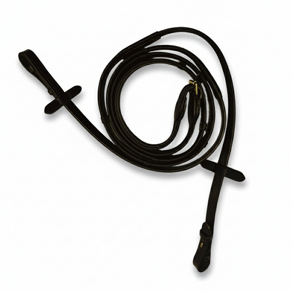 Hy Ride Leather Padded Rein Brass