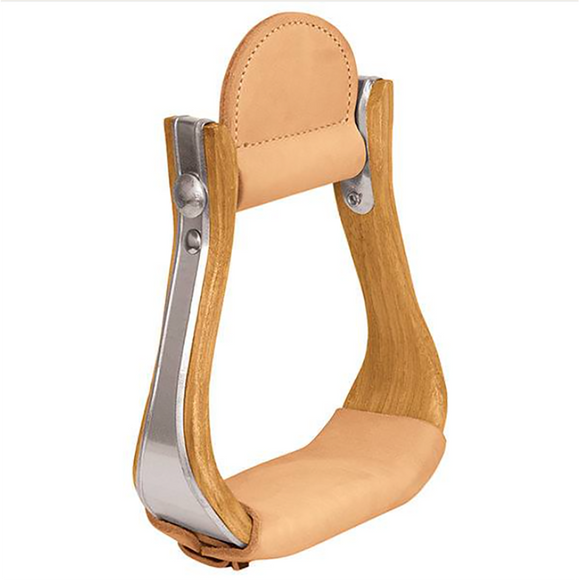 Weaver Wood 2in Cutter Stirrup with Leather Tread