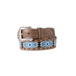 Tapered 1 3/4in Blue Diamond Inlay Mens Belt
