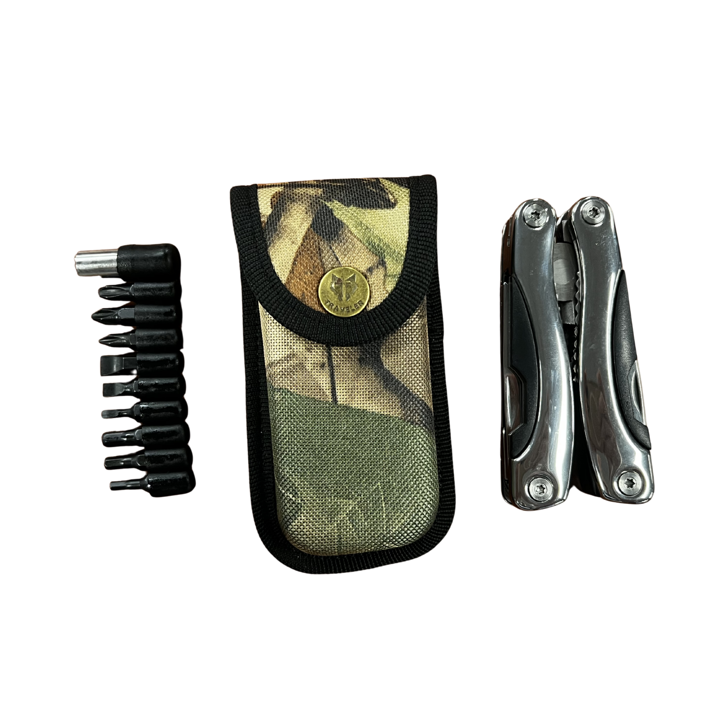 Traveller Multi Tool Knife Set with Camo Pouch