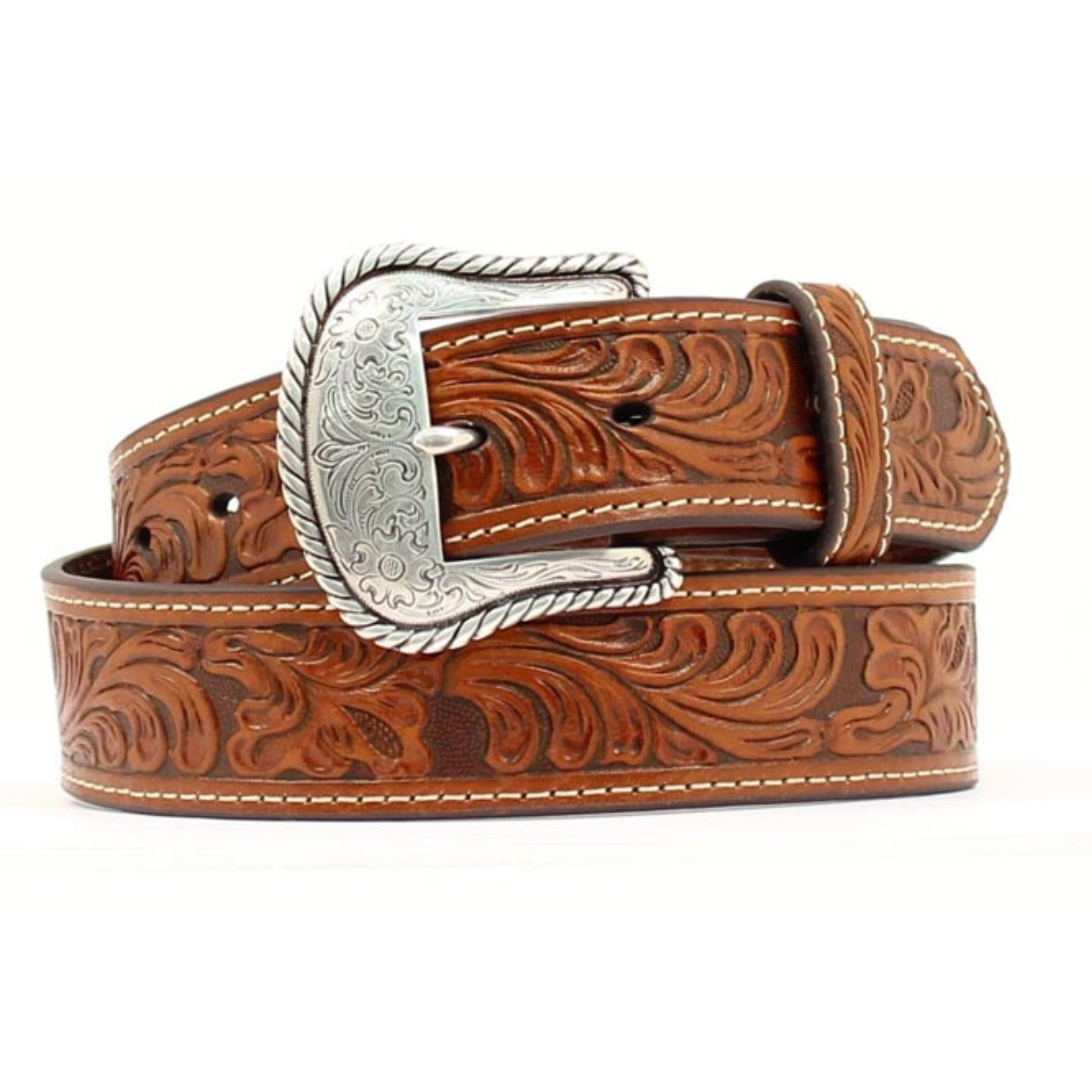 Nocona Mens Tooled Flower Belt