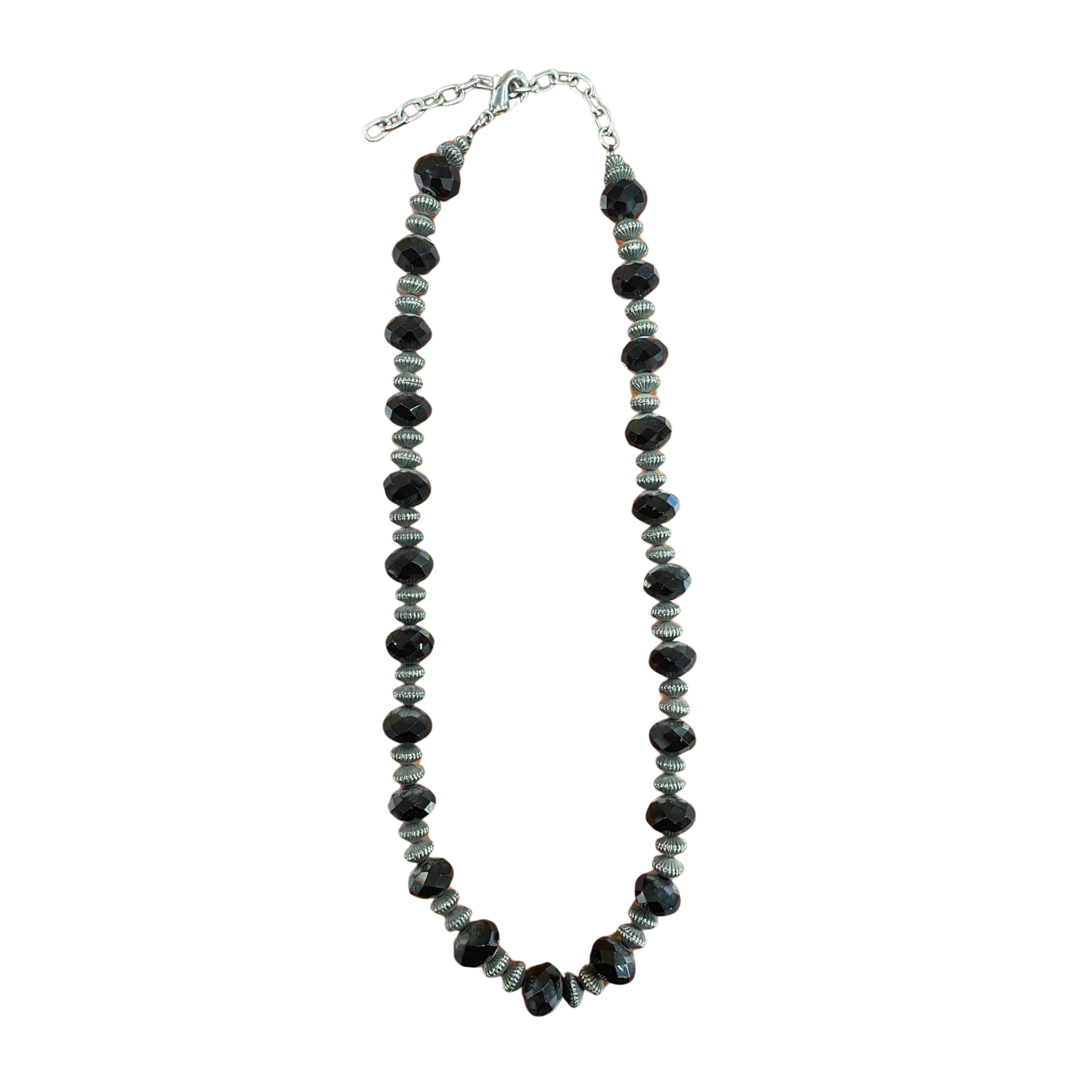 17in Necklace BKDbl SV Bead