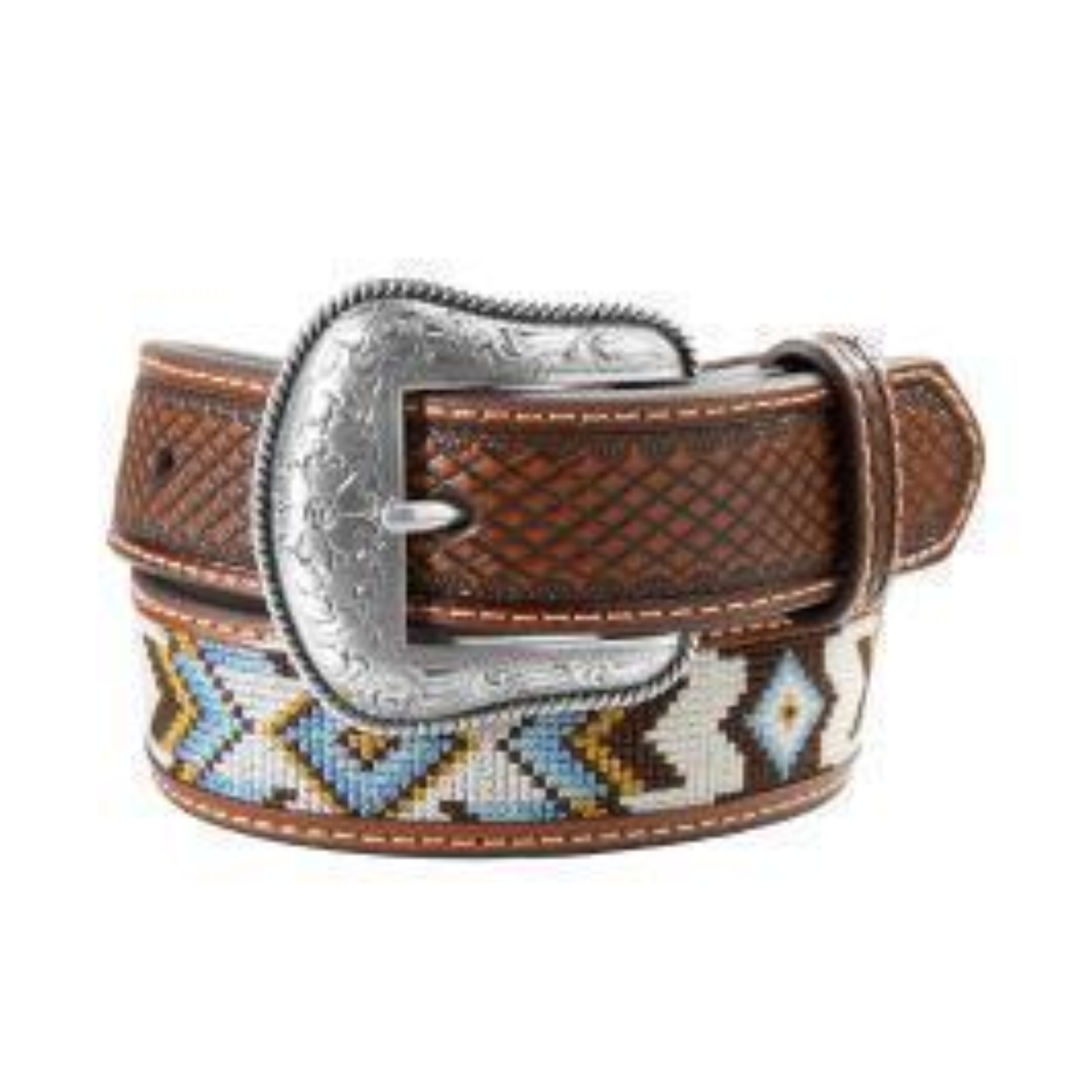 Nocona Boys Southwest Embroidered Blue Belt