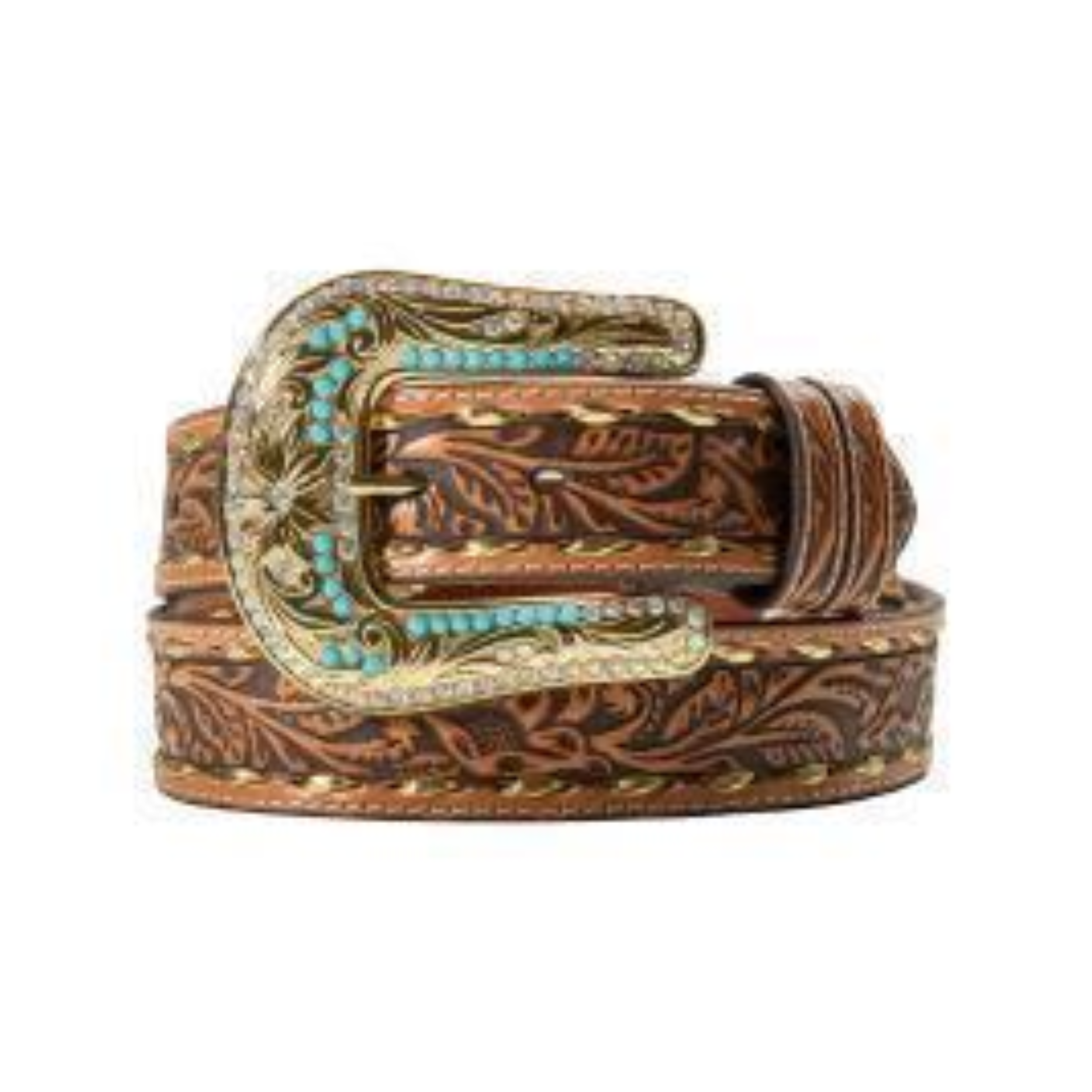 Angel Ranch Ladies Belt 1 1/2in Double Loop Gold Buck Lace