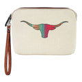 Justin Ladies Cosmetic Pouch Canvas w Striped Longhorn