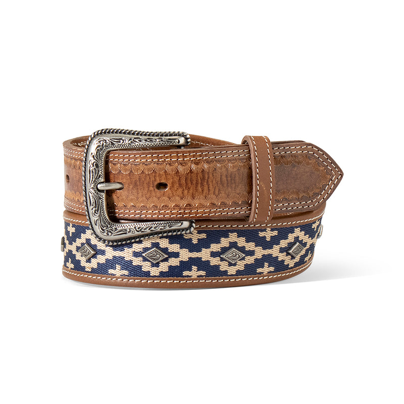 Ariat Mens Blue Aztec Embroidered Belt 1 1/2in