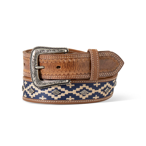 Ariat Mens Blue Aztec Embroidered Belt 1 1/2in