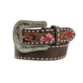 Angel Ranch Ladies Belt 1 1/2in Hand Painted Floral