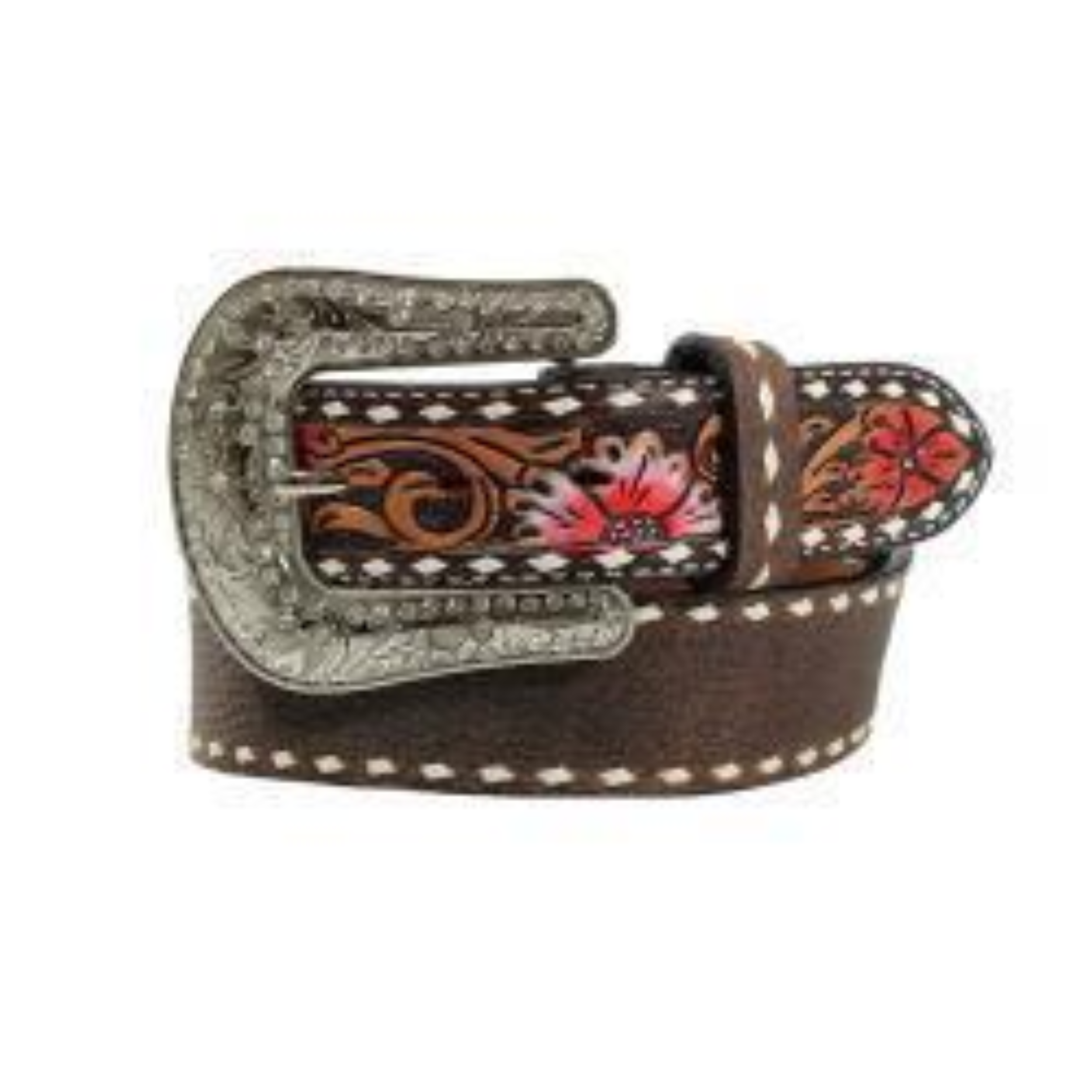 Angel Ranch Ladies Belt 1 1/2in Hand Painted Floral