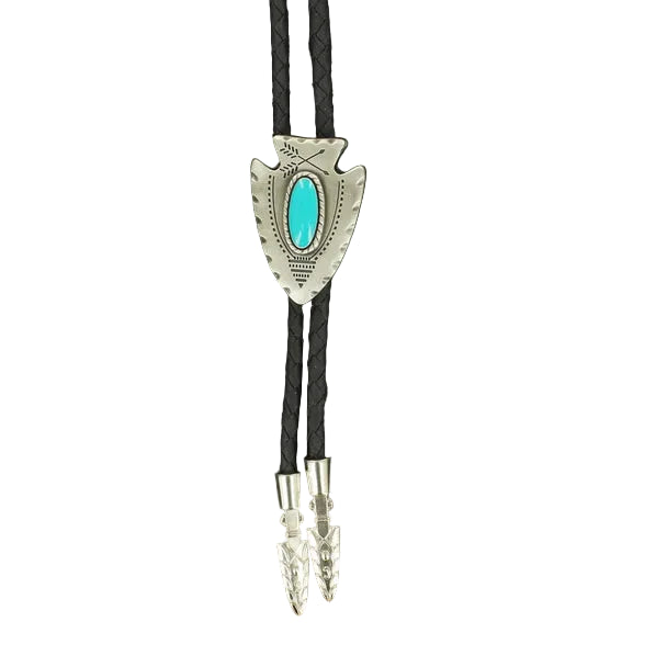 Bolo Tie Arrowhead with Turquoise Stone
