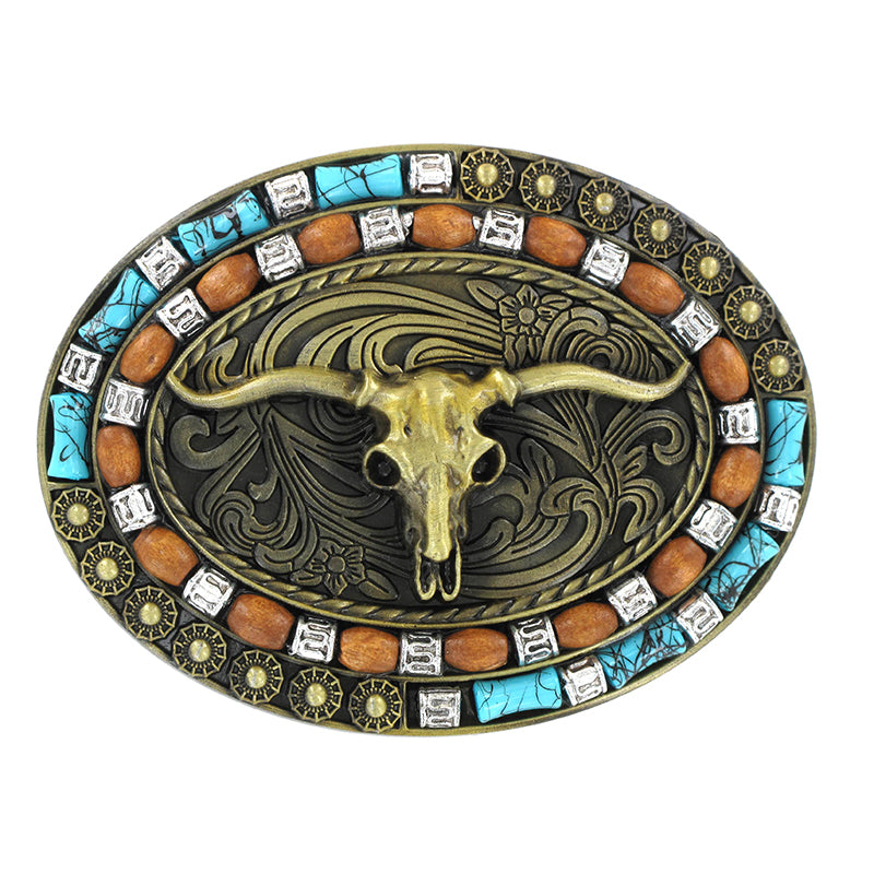 Gold Long Horn Western Buckle