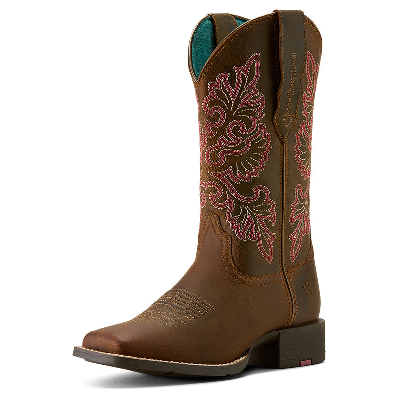 Ariat Womens Round Up WST Stretch Fit Sassy Brown Boot