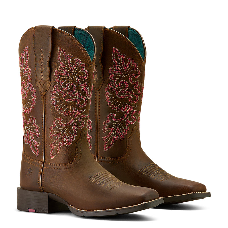 Ariat Womens Round Up WST Stretch Fit Sassy Brown Boot
