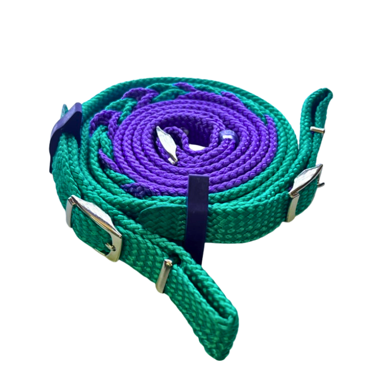 Joined Buckle Reins Two Tone With Rein Stop