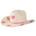 Sunbody Kids Cattleman Pink Hearts Palm Straw Hat