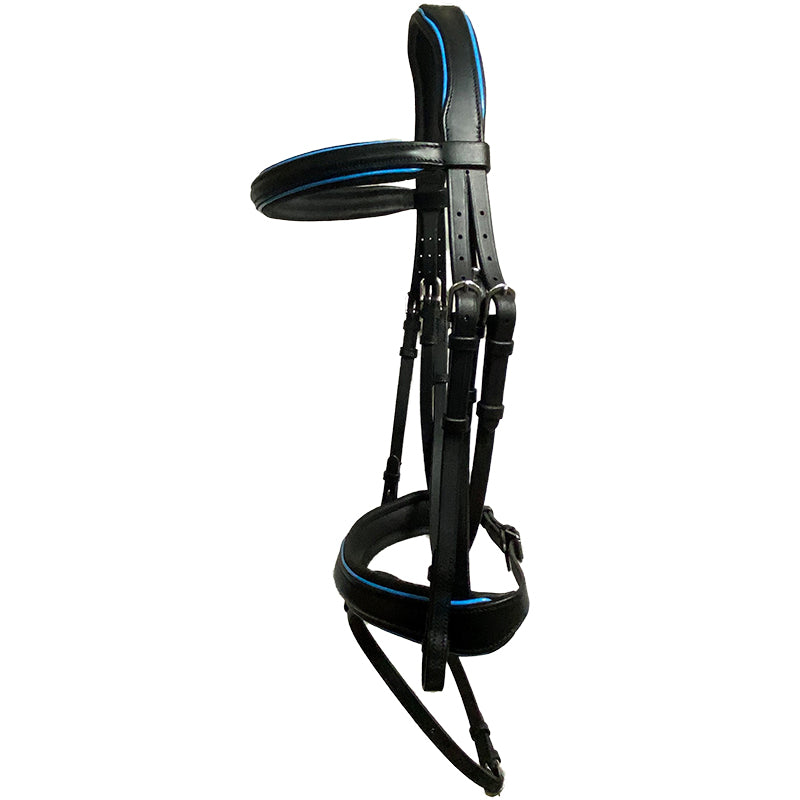 Hy Ride English Hanovarian Bridle with Blue Piping