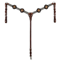Breastcollar w Black White Chevron Lacing Concho Fringe