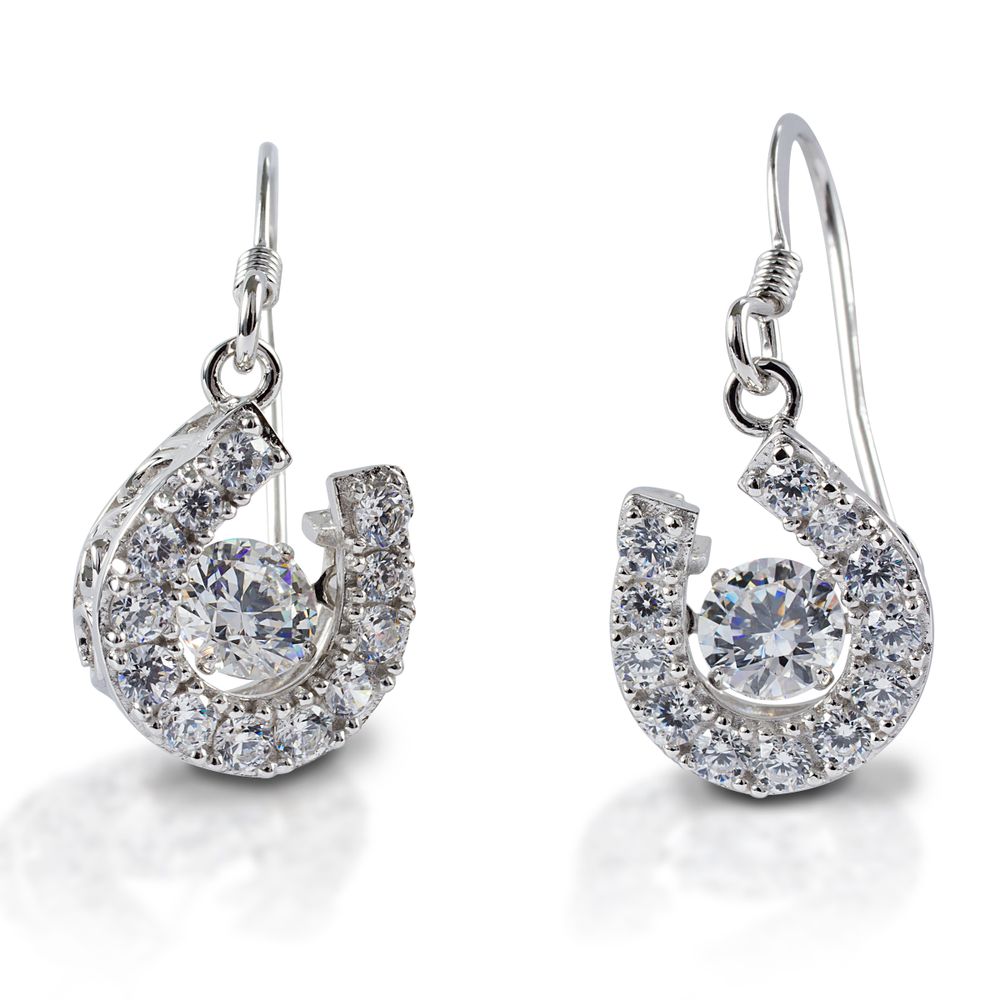 Kelly Herd Dangle Horseshoe Earring w Dancing Stone