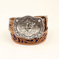 Nocona Kids Tooled w Blue Inlay Belt