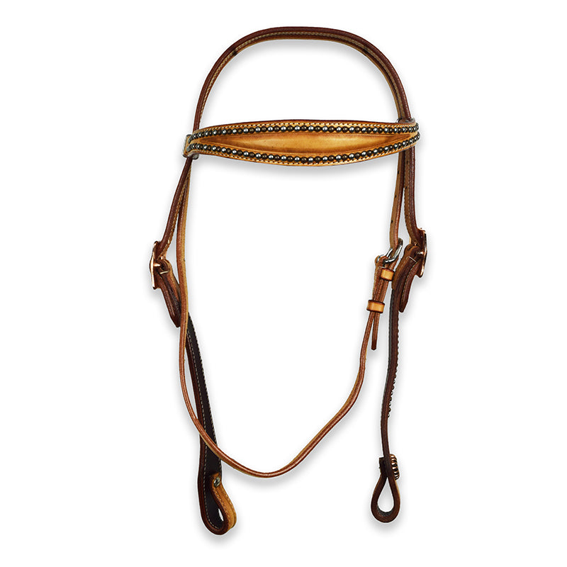 Ezy Ride Bridle Shaped Brow with Copper and Silver Dots