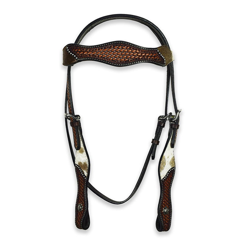 Ezy Ride Bridle with Wave Brow Cowhide and Basket Stamping