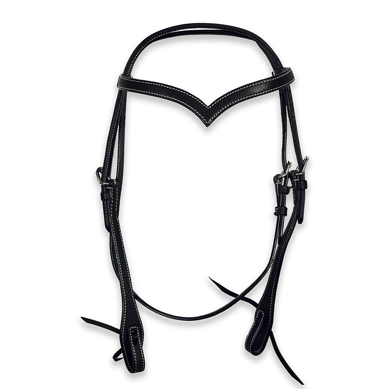 Ezy Ride Bridle Plain with V Brow and White Stitching