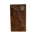 Nocona Rodeo Calf Hair Floral Tooled Round Concho Wallet