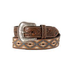 Nocona Mens 1 1/2in Belt Scroll Billets Southwest Embroidery
