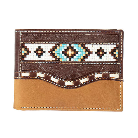 Nocona Bifold Beaded Buck Lacing Wallet