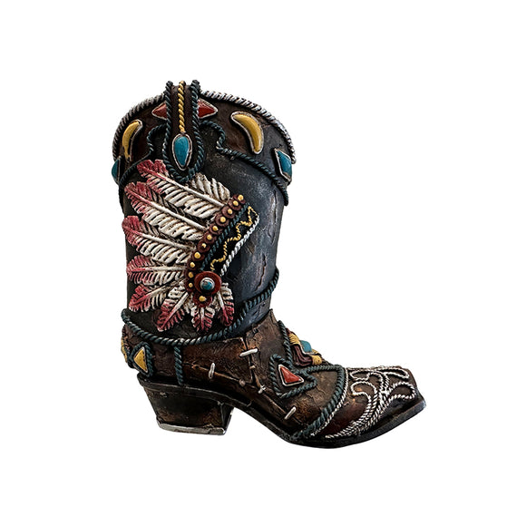 Pure Western Feather Boot Vase