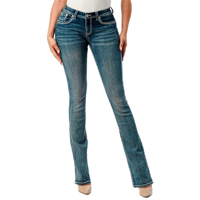 Grace In LA Womens Plus Aztec Modif PBS641 Jean