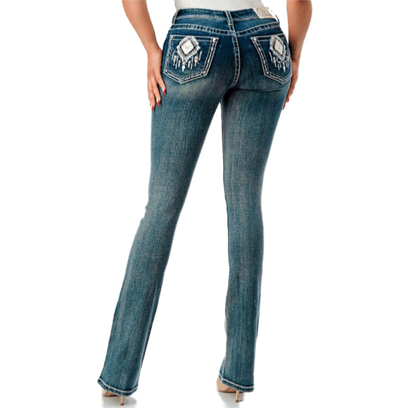 Grace In LA Womens Plus Aztec Modif PBS641 Jean