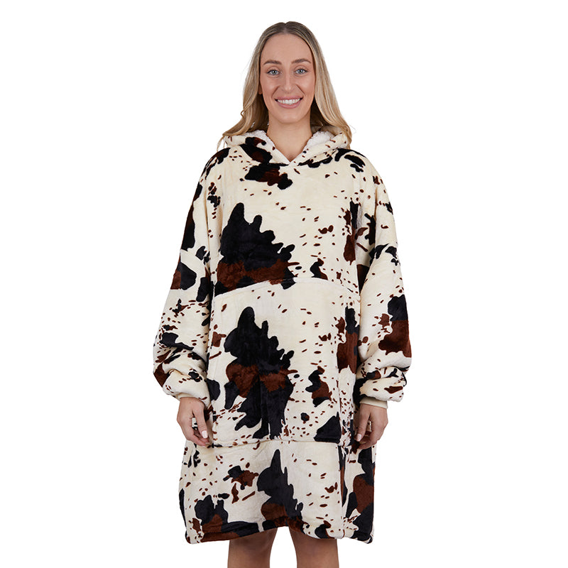 Pure Western Adults Cow Print Snuggle Hoodie