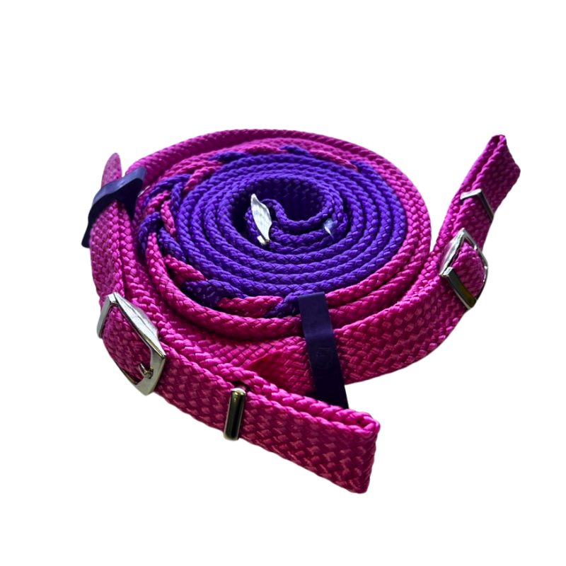 Joined Buckle Reins Two Tone With Rein Stop