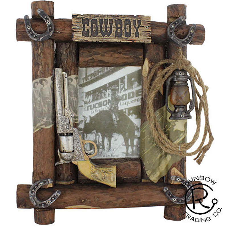 Cowboy w Gun Cabin Frame 5x7in