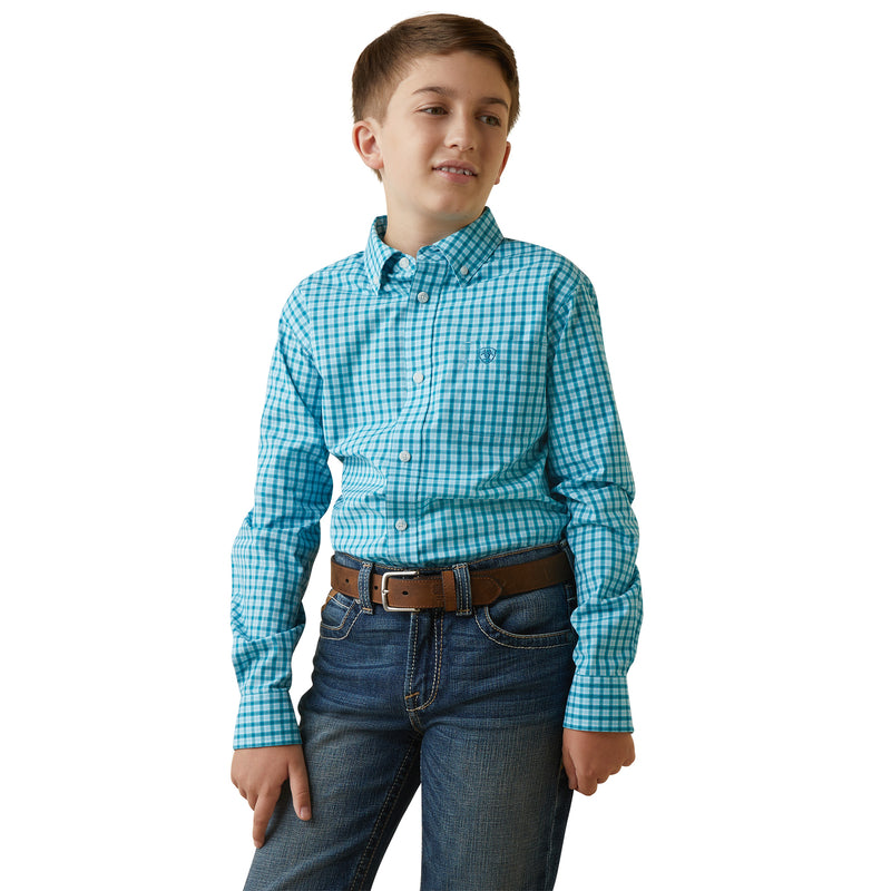 Ariat Boys Pro Series Kalvin Classic L/S Shirt Enamel Blue