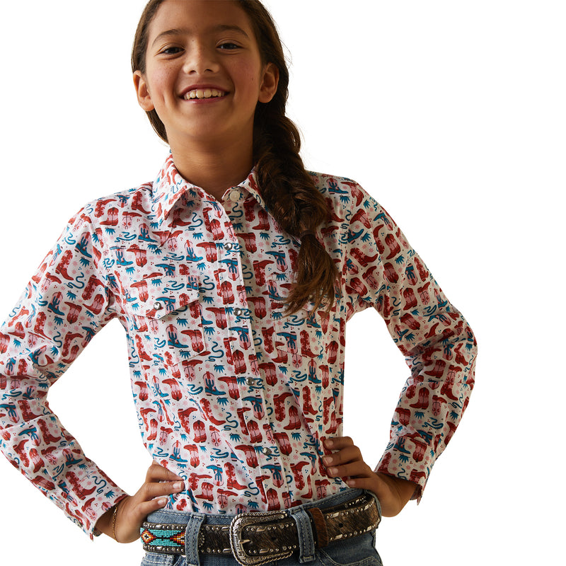 Ariat Girls Blazin Boots Snap L/S Shirt Blazin Boots