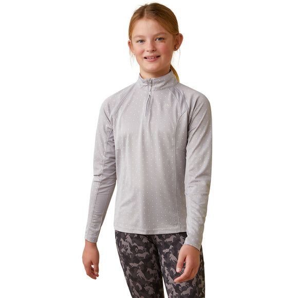 Ariat Youth Sunstopper 2.0 1/4 Zip Silver Sconce Dot
